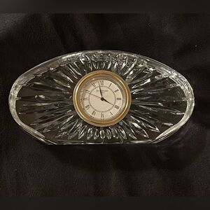 Waterford Crystal Quartz Sunburst Small Oval Desk/Mantel Clock